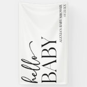 Schwarz-weiße Minimalistische Hello Baby Dusche Banner (Vertikal)