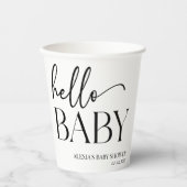 Schwarz-weiße Minimalistische Hello Baby Dusche Pappbecher (Vorderseite)