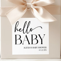 Schwarz-weiße Minimalistische Hello Baby Dusche