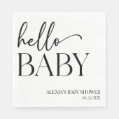 Schwarz-weiße Minimalistische Hello Baby Dusche Serviette (Vorderseite)