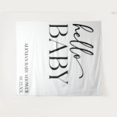 Schwarz-weiße Minimalistische Hello Baby Dusche Wandteppich (Vorderseite (Horizontal))