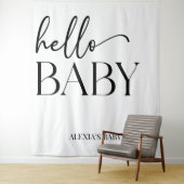 Schwarz-weiße Minimalistische Hello Baby Dusche Wandteppich (Beispiel)