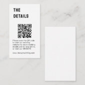 Schwarz-weiße Minimalistische Hochzeit Begleitkarte (Vorne/Hinten)