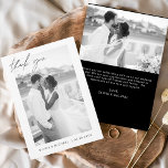Schwarz-weiße Minimalistische Hochzeit Danke Einladung<br><div class="desc">Feiern Sie Liebe und Dankbarkeit mit unseren Budget Wedding Dankeschön Cards, die Ihre minimalistische Hochzeitsfeier ergänzen. Diese Karten verfügen über ein personalisiertes Foto auf der Vorder- und Rückseite, das die gepflegten Momente Ihres besonderen Tages einfängt. Die elegante, handgeschriebene, kursive Schriftzeichen-Typografie verleiht eine Touch moderner Eleganz, die Ihren Empfängern einen bleibenden...</div>