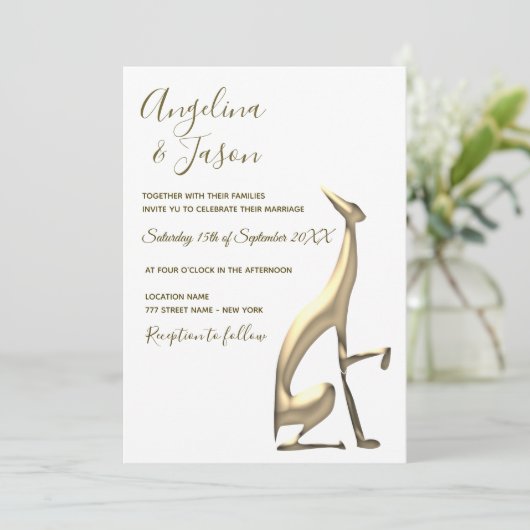 Schwarz-weiße Minimalistische Hochzeit Einladung (Stehend Vorderseite)