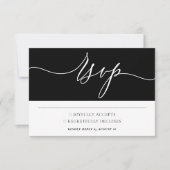 Schwarz-weiße Minimalistische Hochzeit RSVP Karte (Vorderseite)