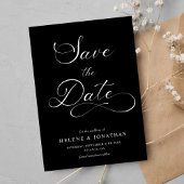 Schwarz-weiße Minimalistische Hochzeit Save The Date