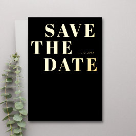 Schwarz-weiße Minimalistische Hochzeit Speichern S Folieneinladung