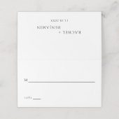 Schwarz-weiße Minimalistische Hochzeit Traditionel Platzkarte (Außenseite Aufgefaltet)