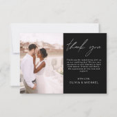 Schwarz-weiße Minimalistische Hochzeit Vielen Dank Dankeskarte (Vorderseite)