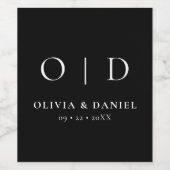 Schwarz-weiße Minimalistische Hochzeit Weinetikett (Einzelnes Label)