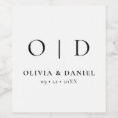 Schwarz-weiße Minimalistische Hochzeit Weinetikett (Einzelnes Label)