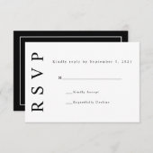 Schwarz-weiße Minimalistische Hochzeitkarte für Mo RSVP Karte (Vorne/Hinten)