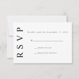 Schwarz-weiße Minimalistische Hochzeitkarte für Mo RSVP Karte