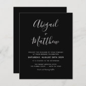 Schwarz-weiße Minimalistische Hochzeitseinladung (Vorne/Hinten)