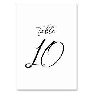Schwarz-weiße Minimalistische Kalligraphie Moderne Tischnummer