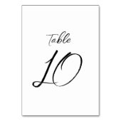 Schwarz-weiße Minimalistische Kalligraphie Moderne Tischnummer (Rückseite)