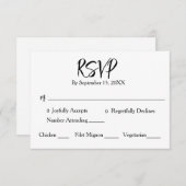 Schwarz-weiße Minimalistische Kalligraphie RSVP Karte (Vorne/Hinten)