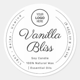 Schwarz-weiße Minimalistische Label handgefertigte Runder Aufkleber