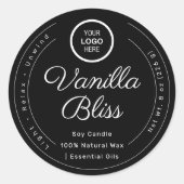 Schwarz-weiße Minimalistische Label handgefertigte Runder Aufkleber (Vorderseite)