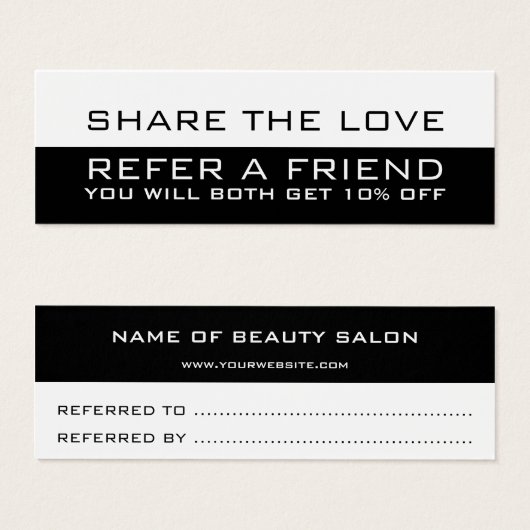 Schwarz-weiße minimalistische moderne Verweiskarte (Vorne & Hinten)