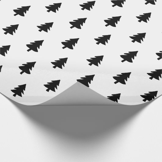 Schwarz-weiße Minimalistische PINE-BAUCHRISTMAS CU Geschenkpapier (Ecke)