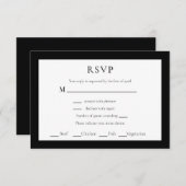 Schwarz-weiße Minimalistische RSVP-Karten Hochzeit RSVP Karte (Vorne/Hinten)
