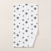 Schwarz-weiße Minimalistische Schneeflocken Weihna Badhandtuch Set (Handtuch)
