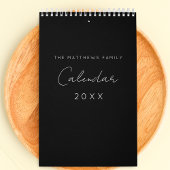 Schwarz-weiße Minimalistische Skripttypografie Cus Kalender