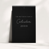 Schwarz-weiße Minimalistische Skripttypografie Cus Kalender