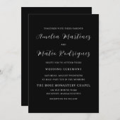 Schwarz-weiße Minimalistische Skriptzeitschrift Mo Einladung (Vorne/Hinten)