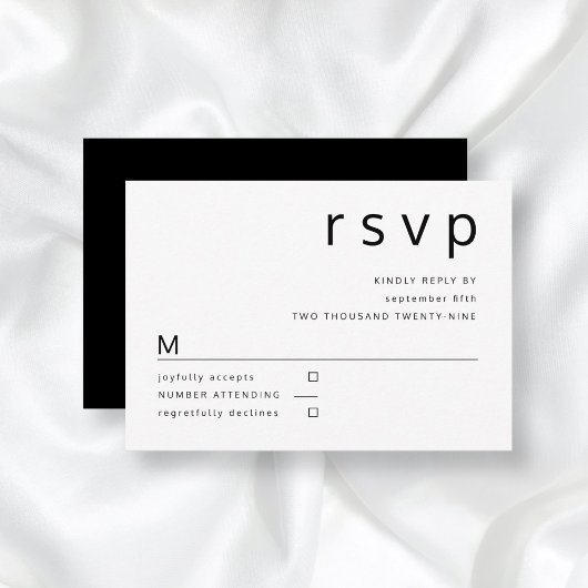Schwarz-weiße Minimalistische Typografie RSVP Karte