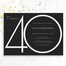 Schwarz-weiße Minimalistische Überraschung 40. Geb