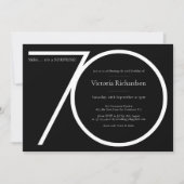 Schwarz-weiße Minimalistische Überraschung 70. Geb Einladung (Vorderseite)