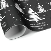 Schwarz-weiße Minimalistische Weihnachtsbäume Geschenkpapier (Rolleneckpunkt)