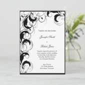 Schwarz-weiße mit Filigran geschmückte Vintage Einladung (Stehend Vorderseite)