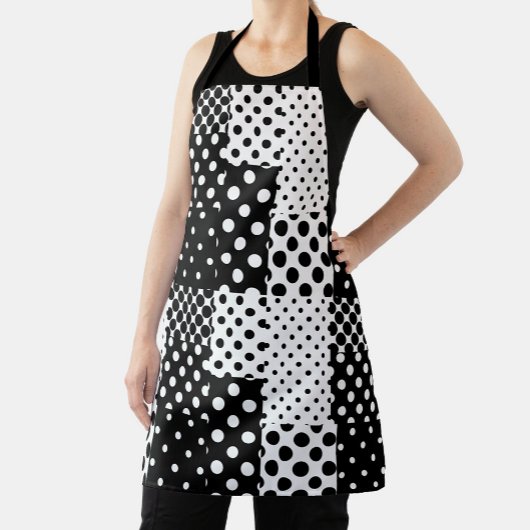 Schwarz-weiße Mode mit Punkten im Design  Schürze