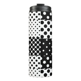 Schwarz Weiße Mode Polka Punkte Stil Design Thermosbecher