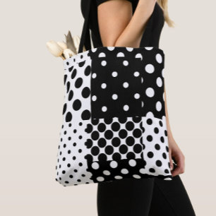Schwarz-weiße Mode, Punkte-Stil-Design  Tasche