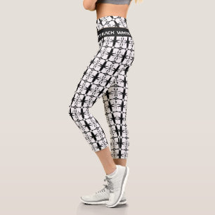 Schwarz-weiße Mode und Liebe, Fitness, Sport Capri Leggings