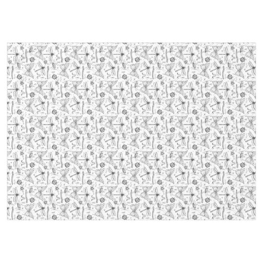 Schwarz-weiße Modern Insects Illustration Liebe Bu Tischdecke (Vorderseite (Horizontal))