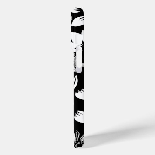 Schwarz-weiße, moderne Blätter mit Blumenmuster Case-Mate iPhone Hülle (Rückseite / Links)