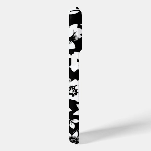 Schwarz-weiße, moderne Blätter mit Blumenmuster Case-Mate iPhone Hülle (Rückseite / Rechts)