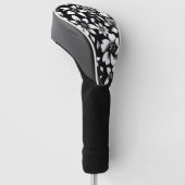 Schwarz-weiße, moderne Blätter mit Blumenmuster Golf Headcover (angewinkelt)