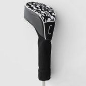 Schwarz-weiße, moderne Blätter mit Blumenmuster Golf Headcover (angewinkelt)