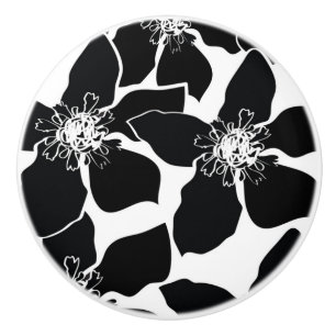 Schwarz-weiße moderne Blumen florale elegante Keramikknauf