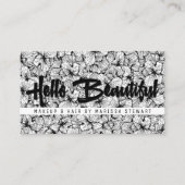 Schwarz-weiße moderne Blumen hallo schön Visitenkarte (Vorderseite)