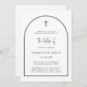 Schwarz-weiße moderne Bogenschrift Minimalistische Einladung (Vorne/Hinten)