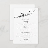 Schwarz-weiße moderne, einfache Minimaldetails Hoc Begleitkarte (Vorne/Hinten)