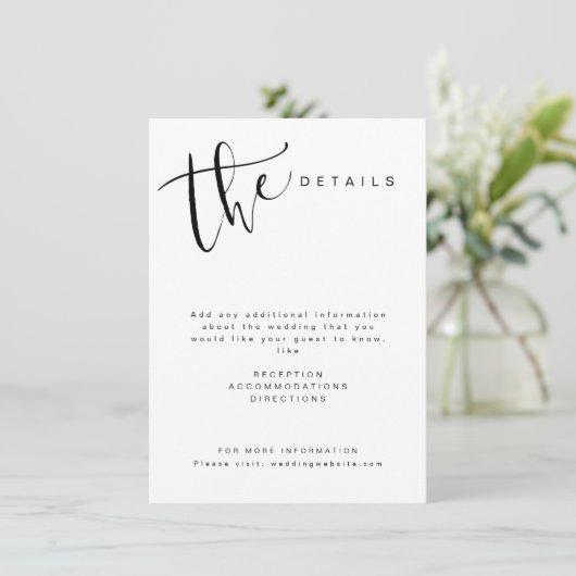 Schwarz-weiße, moderne, einfache Skripteindrücke Begleitkarte (Stehend Vorderseite)